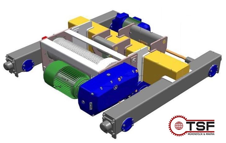 vinç kedisi, çift kiriş köprü vinç, portal vinç araba, troley, crane